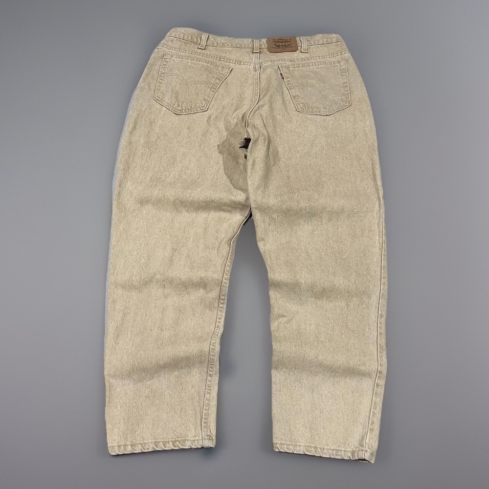 Vintage 90s Levis 545 Mens Tan Khaki Loose Fit Straight Leg USA Pant Faded 38x30 - Picture 2 of 9